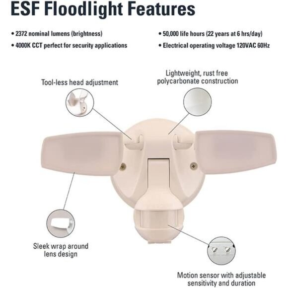 Outdoor LED Flood & Security Light - Motion Activated Dusk to Dawn - Picture 4 of 7